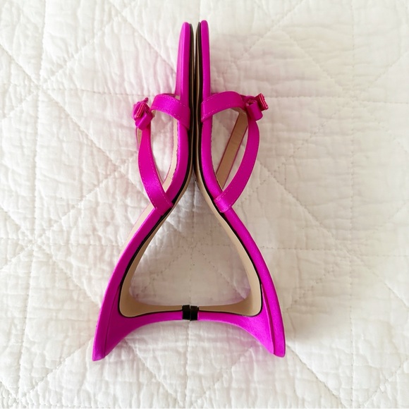 NEW J CREW Strappy Mule Sandals in Satin Bright Berry Pink 7.5 NIB AQ131 - Picture 6 of 10